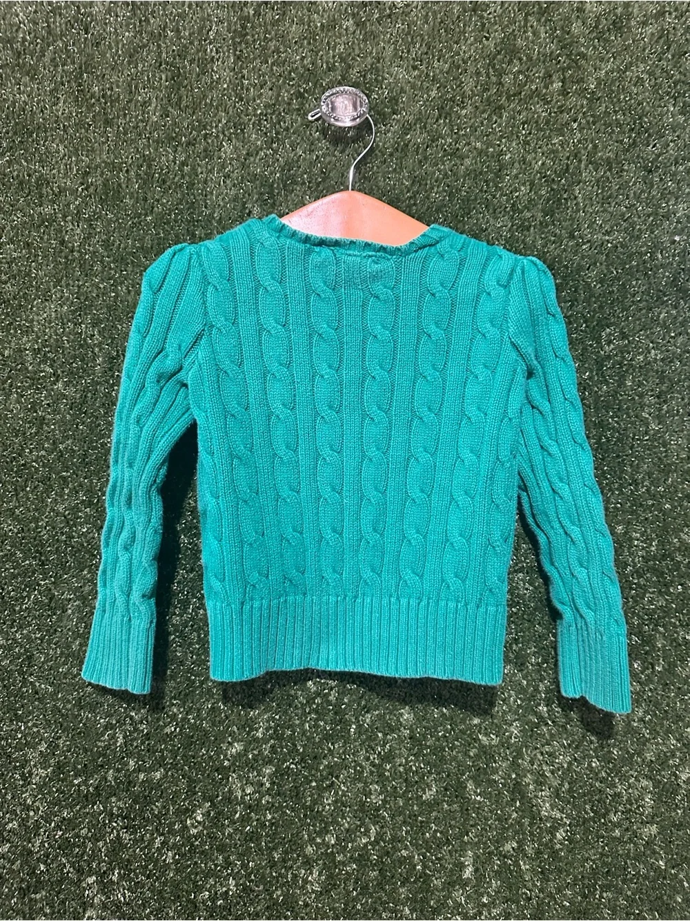 Ralph Lauren Green Cable Knit Cardigan
